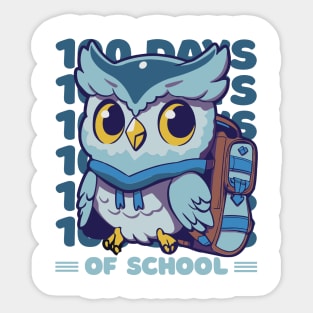 100 days of school typography featuring a Cute owl with a bagpack #2 Sticker